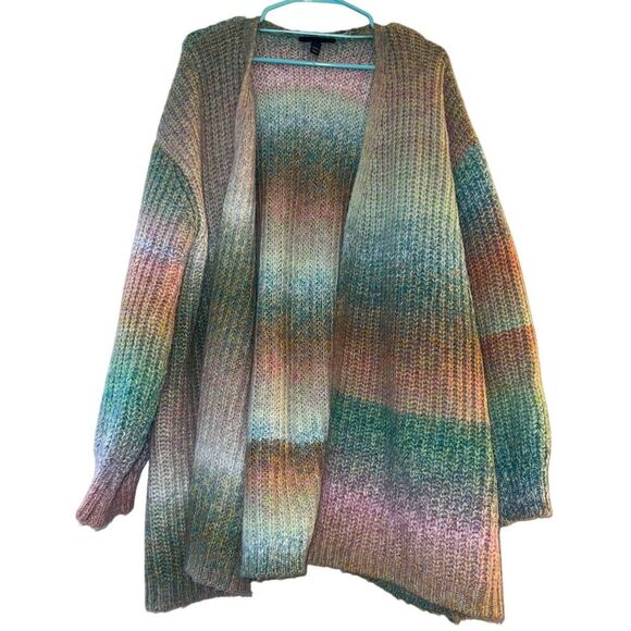 Lane Bryant Sweaters - Lane Bryant Plus Size 22 Orange Ombre Chunky Knit Cardigan Sweater